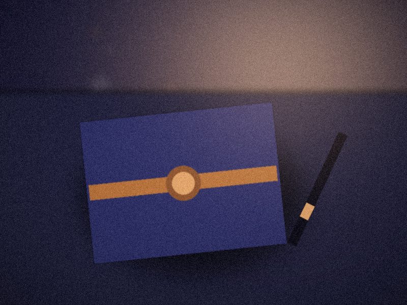 Dossier fermé par une sangle cuivrée à côté d'un stylo plume