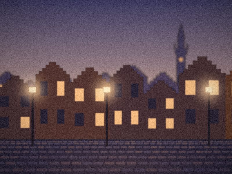 Rue du Vieux-Lille au coucher du soleil avec le beffroi en arrière-plan